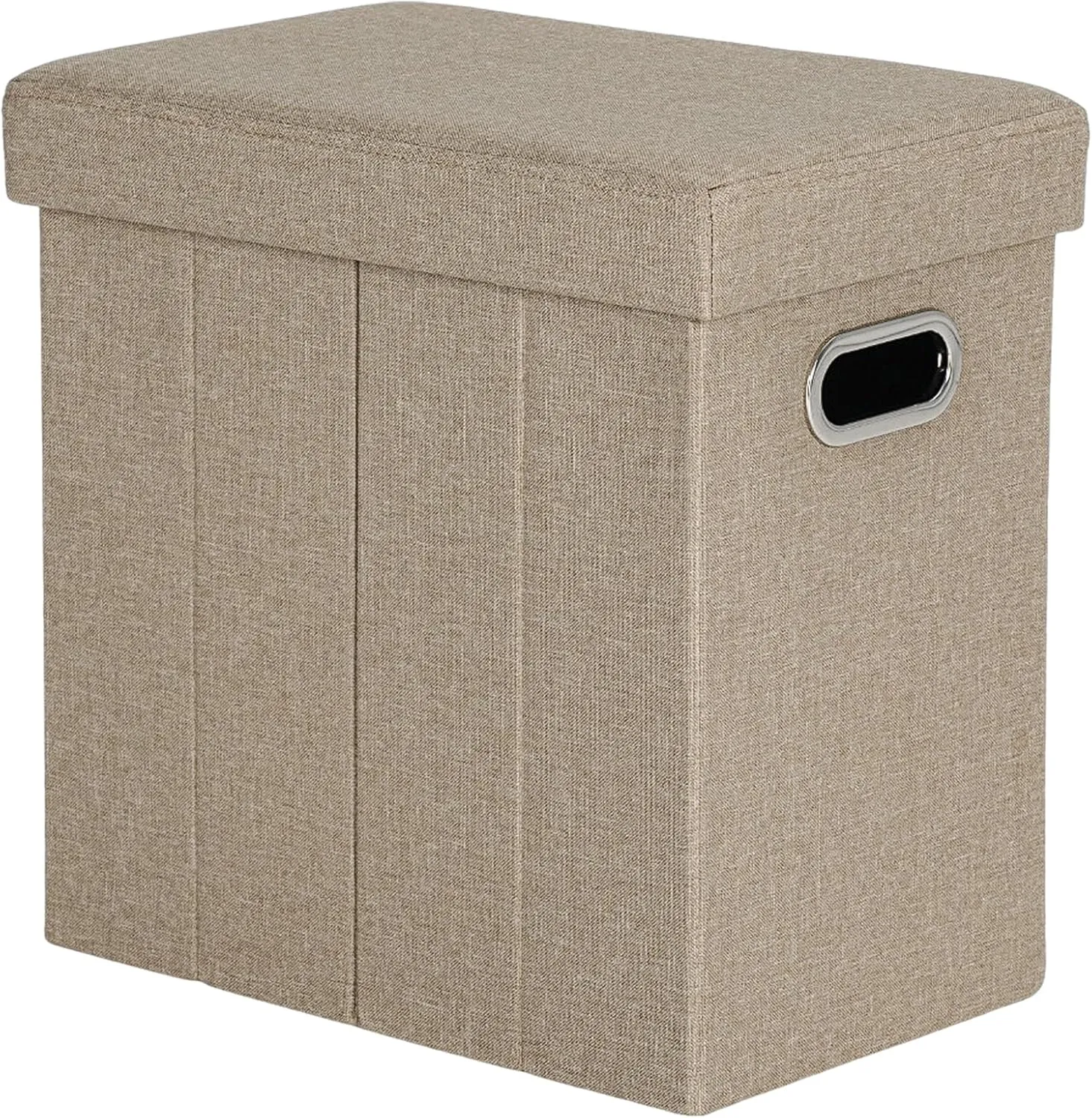 COSYLAND Ottoman with Storage Collapsible Fabric Ottoman Footrest Foot Stool for Room Small Slim Tall Folding Furniture with Handles Lid 16.5x16.5x10.6in Camel Brown