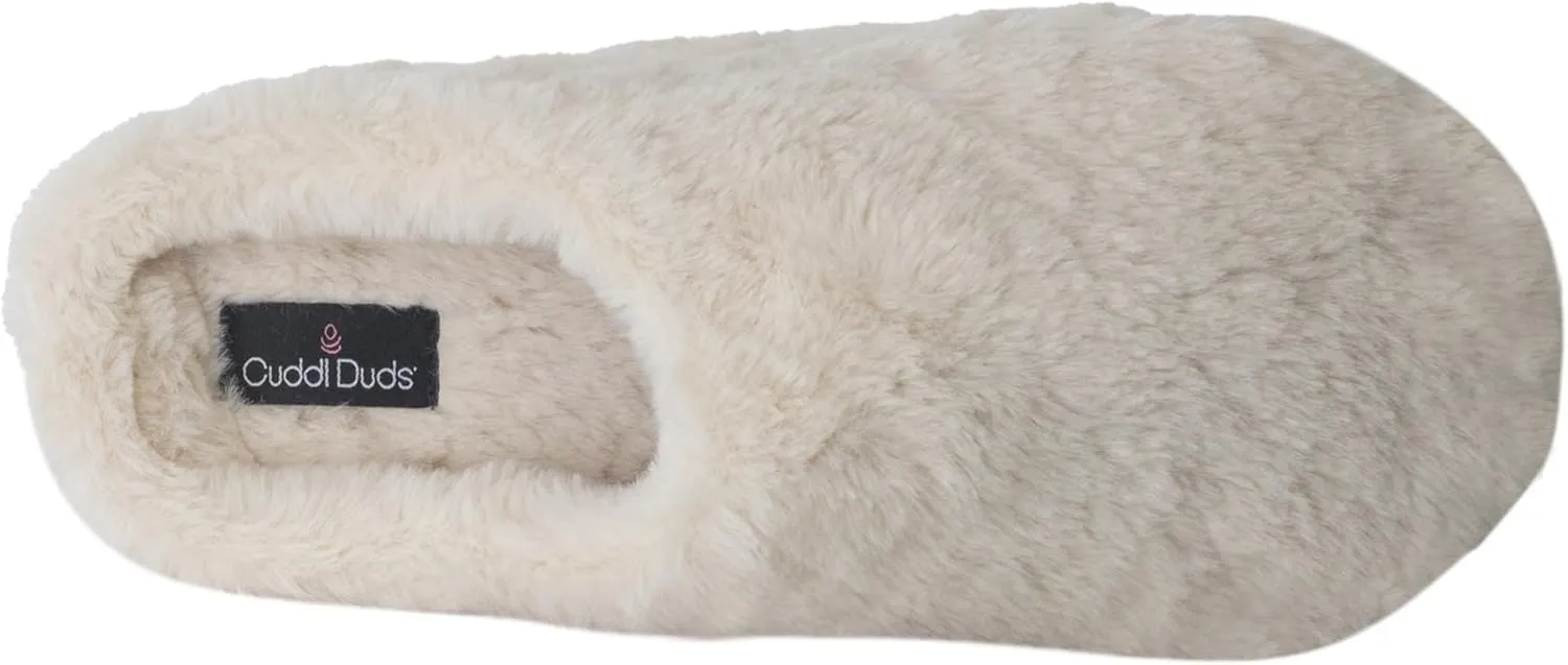 Cuddl Duds Women Indoor Memory Foam Cozy Faux Fur Lining Clog Slipper House Shoes With Skid Resistant Bottom