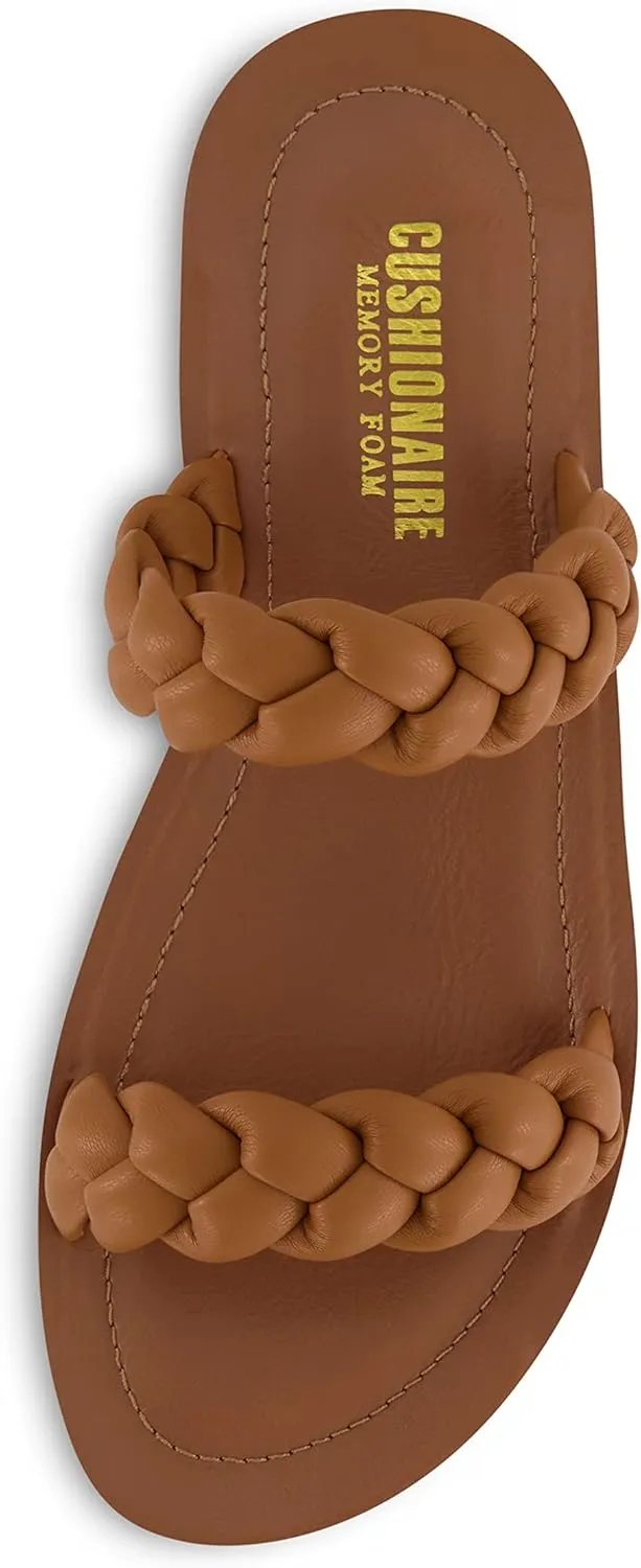 CUSHIONAIRE Women's Isla braided slide sandal  Memory Foam