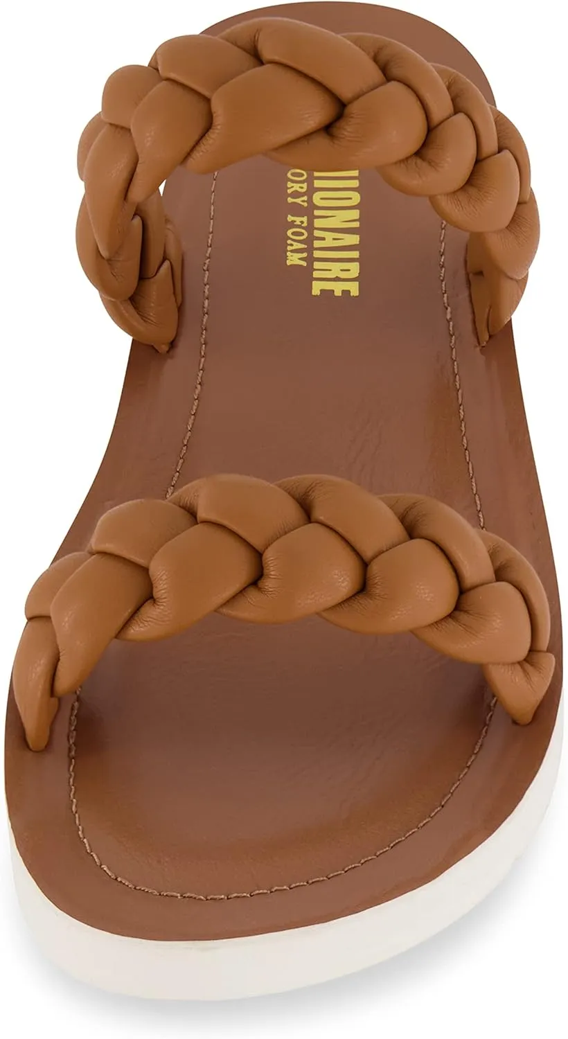 CUSHIONAIRE Women's Isla braided slide sandal  Memory Foam