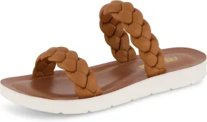 CUSHIONAIRE Women's Isla braided slide sandal  Memory Foam