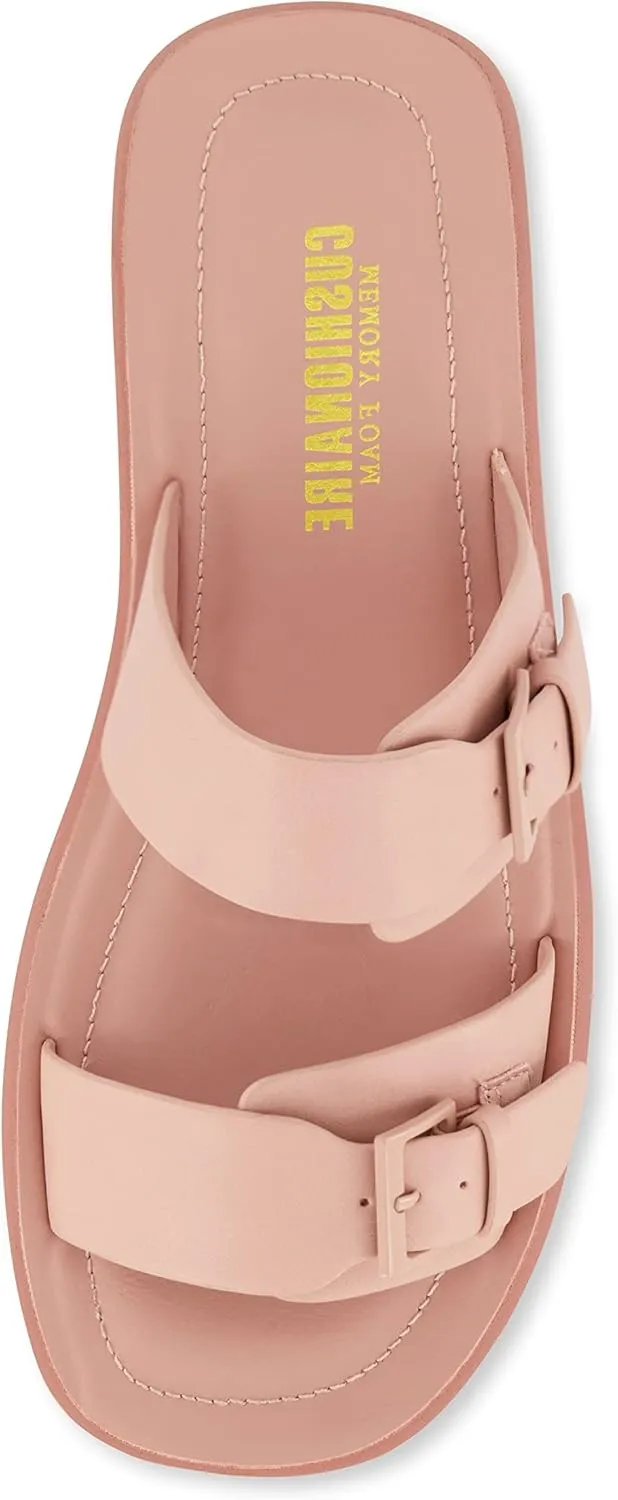 CUSHIONAIRE Women's Planet two buckle platform sandal with  Memory Foam