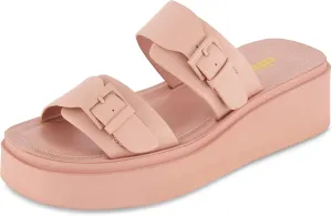 CUSHIONAIRE Women's Planet two buckle platform sandal with  Memory Foam