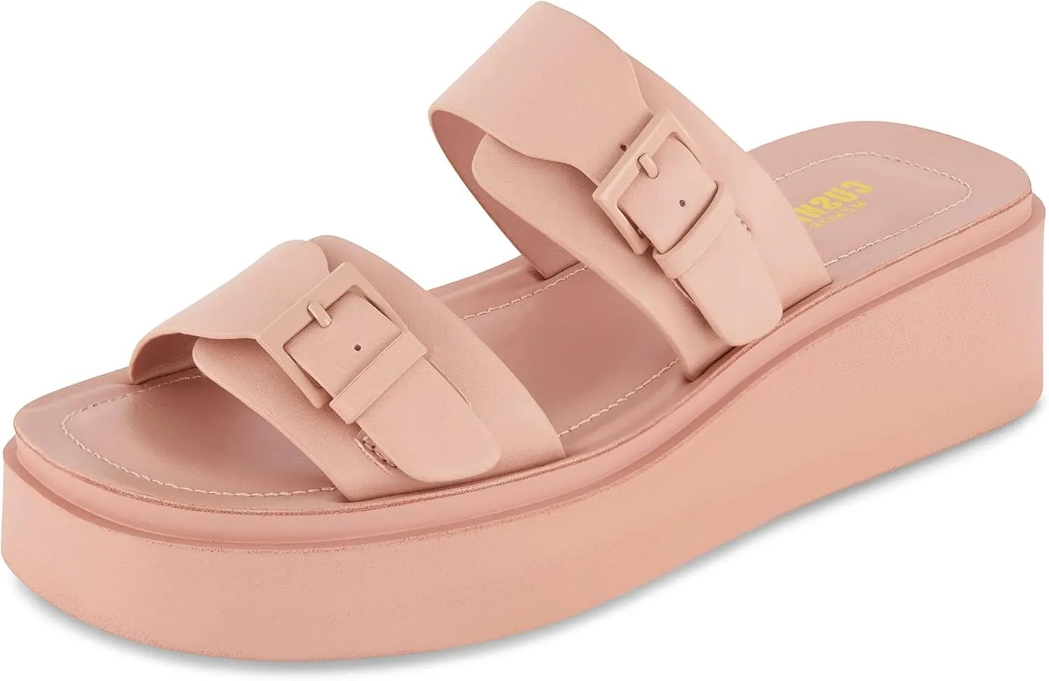 CUSHIONAIRE Women's Planet two buckle platform sandal with  Memory Foam