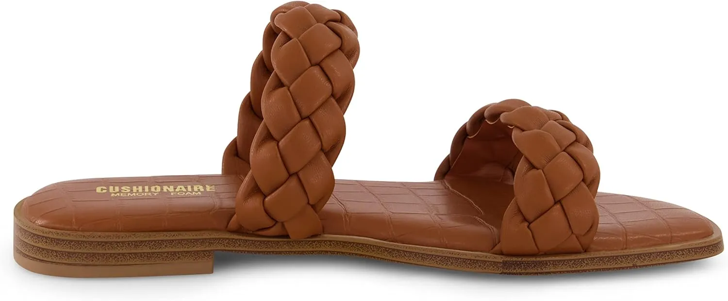 CUSHIONAIRE Women's Vicki braided slide sandal  Memory Foam, Wide Widths Available