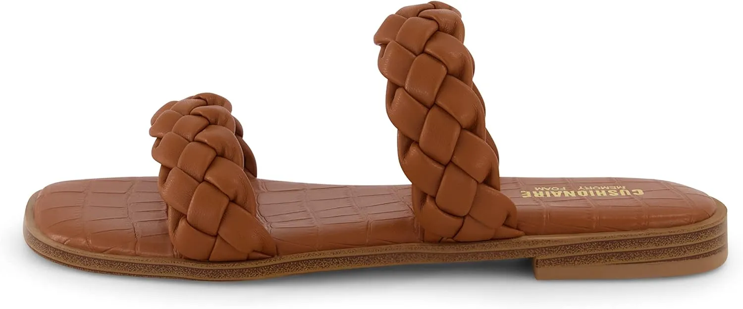 CUSHIONAIRE Women's Vicki braided slide sandal  Memory Foam, Wide Widths Available
