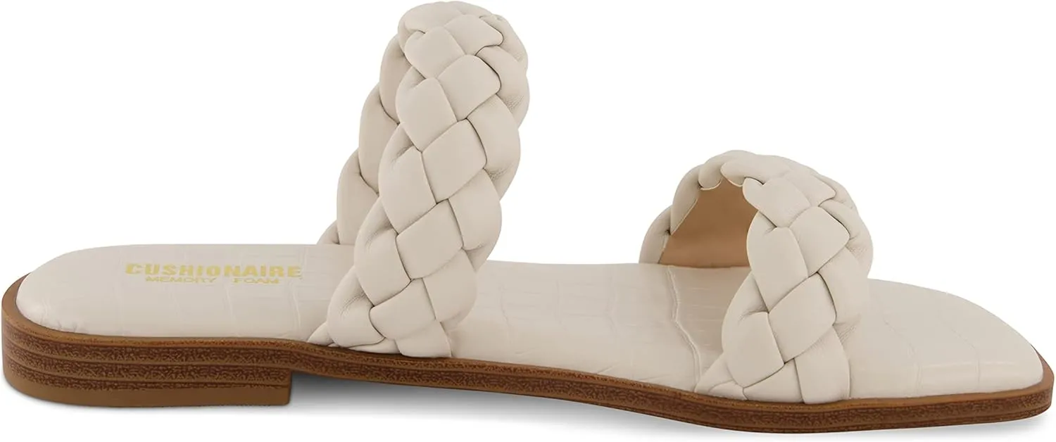 CUSHIONAIRE Women's Vicki braided slide sandal  Memory Foam, Wide Widths Available