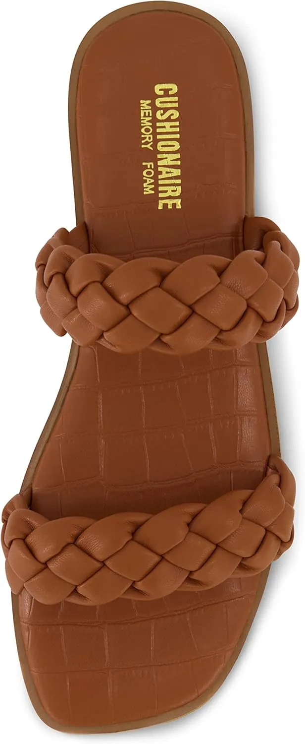 CUSHIONAIRE Women's Vicki braided slide sandal  Memory Foam, Wide Widths Available