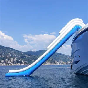 Custom Inflatable Yacht Slides Water Dock Boat Sea Toys and Amusement Equipment, Large Cruise Ship Interesting Blue,16.4Ft/5M