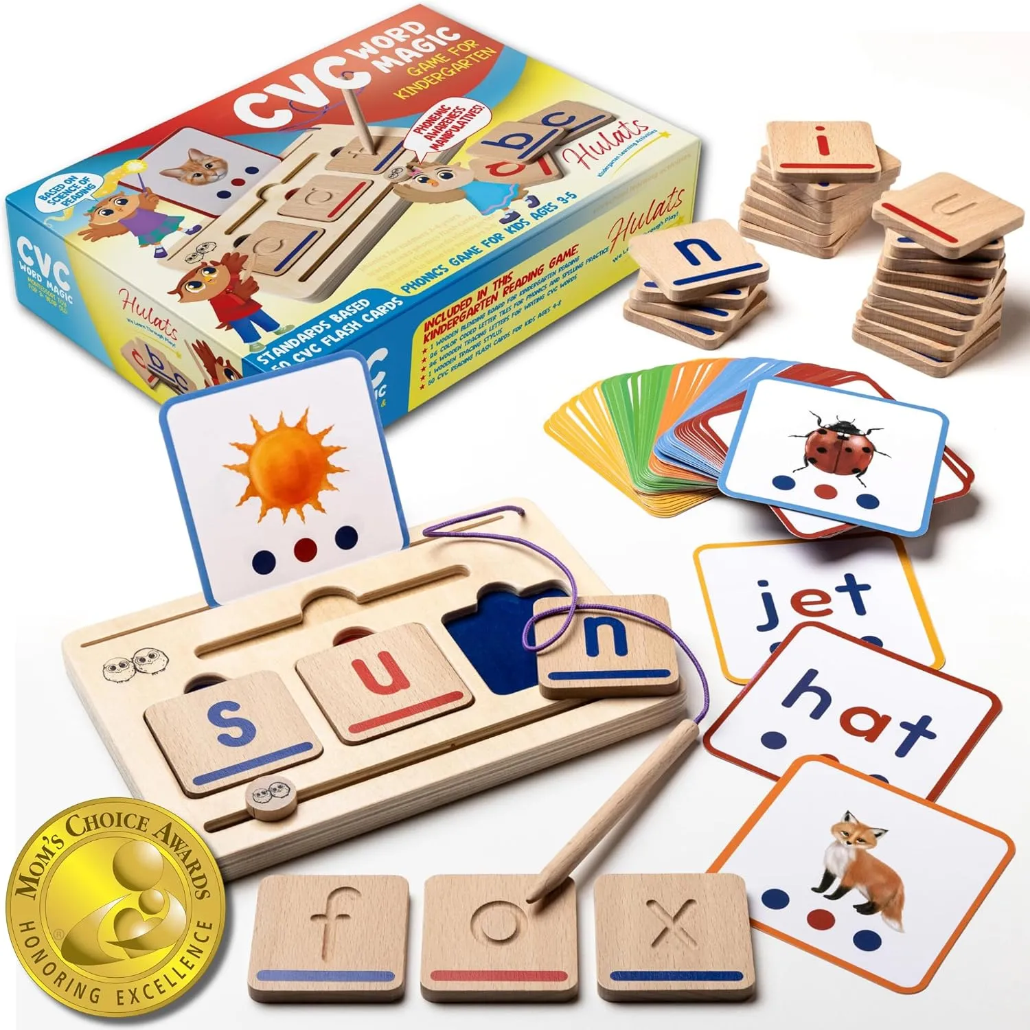 CVC Word Magic: Montessori CVC Word Game for Kindergarten Reading, Phonics Game for Kids Ages 3-5, CVC Flash Cards, Sight Words Toddlers 2-4 Years, Dyslexia Reading Tools Kids, Phonemic Awareness Game