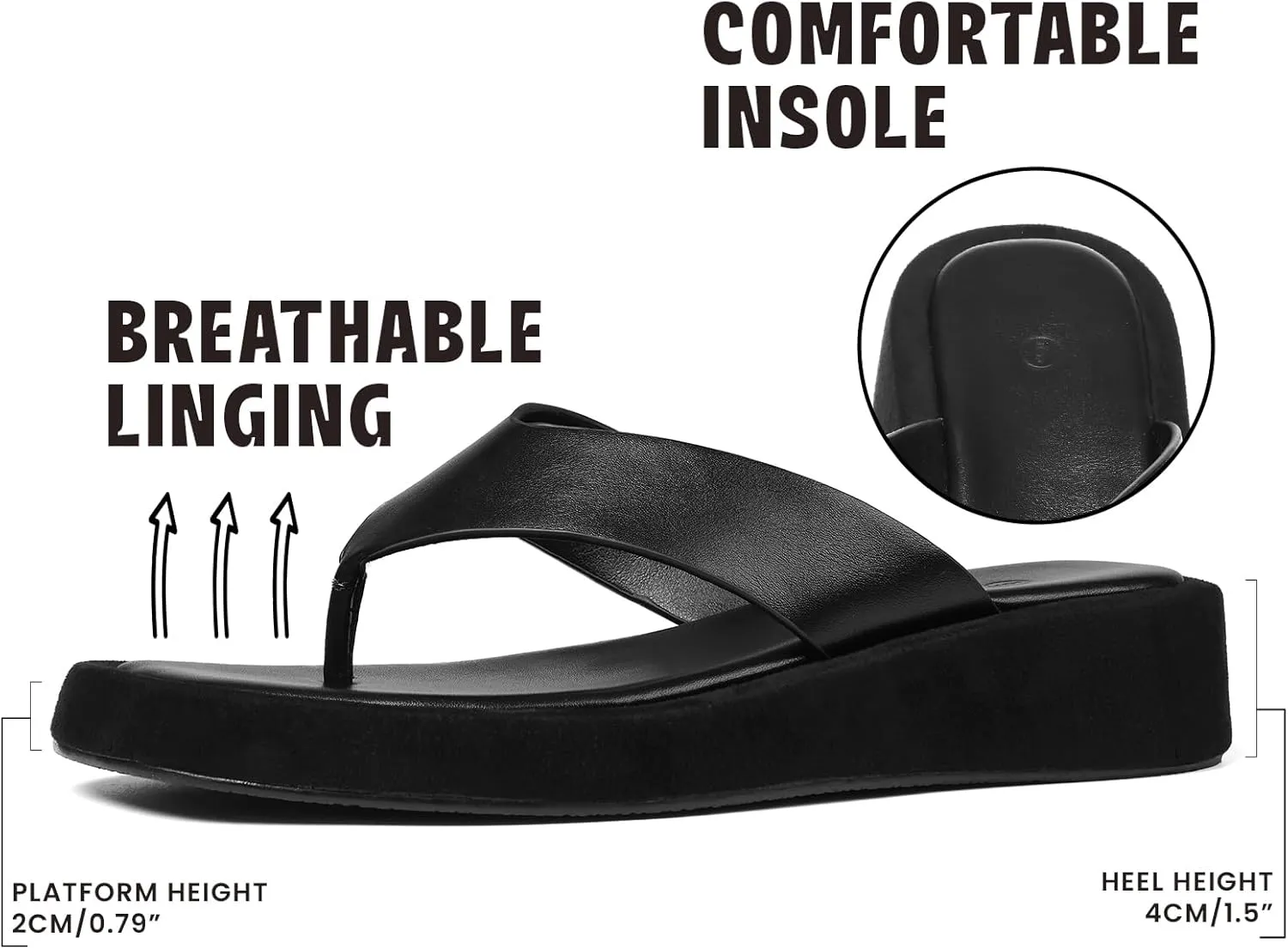 CYNLLIO Slides for Women Slip on Flip Flops Sandals Casual Thongs Platform Wedges Sandals Summer Beach Shoes Comfy Walking Flats Shoes Outdoor Slippers
