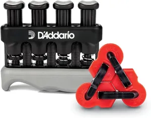 D'Addario Accessories Varigrip Finger Strengthener with Fiddilink - Finger Exerciser & Guitar Trainer with Simulated Strings for Callus Building - Strengthening & Coordination Tool for Guitar Players