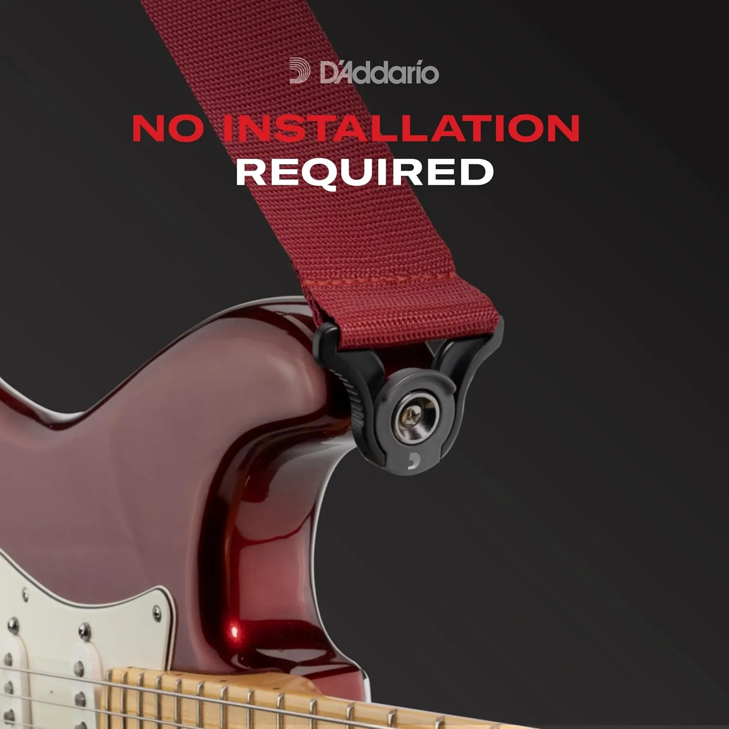 D'Addario Auto Lock Guitar Strap - Acoustic & Electric Accessories - Easy to Use Locking Straps - Uses Existing Buttons - Padded - Black Striped