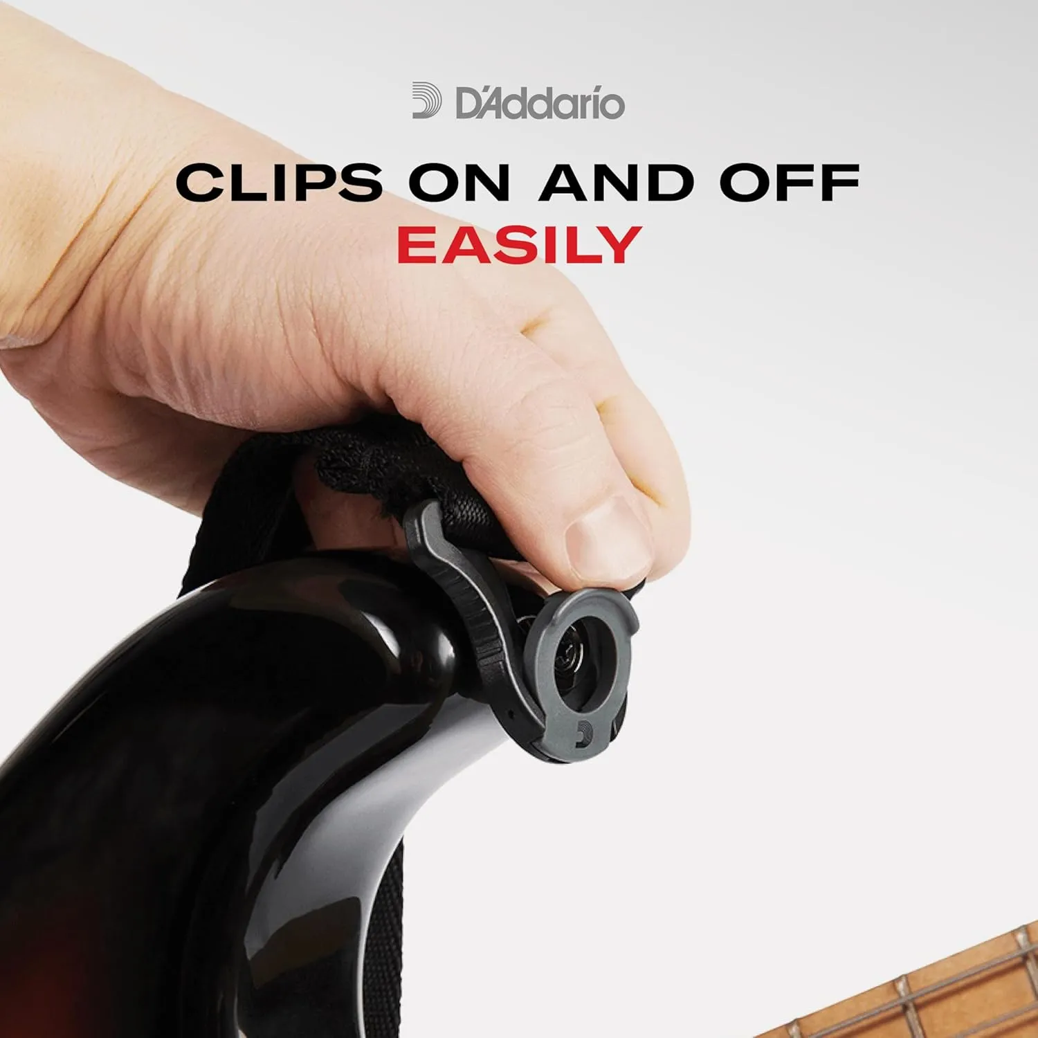 D'Addario Auto Lock Guitar Strap - Acoustic & Electric Accessories - Easy to Use Locking Straps - Uses Existing Buttons - Padded - Black Striped
