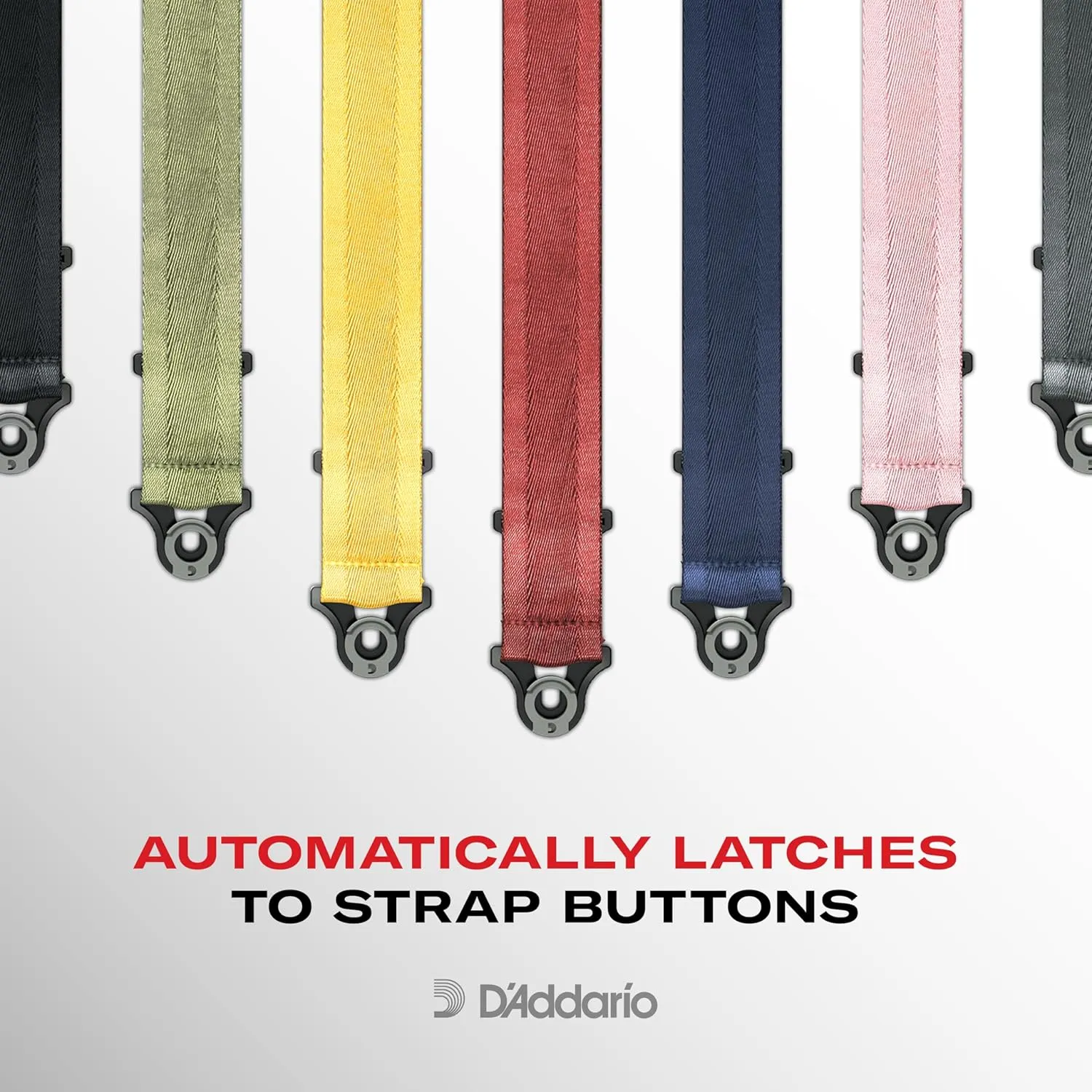 D'Addario Auto Lock Guitar Strap - Acoustic & Electric Accessories - Easy to Use Locking Straps - Uses Existing Buttons - Padded - Black Striped