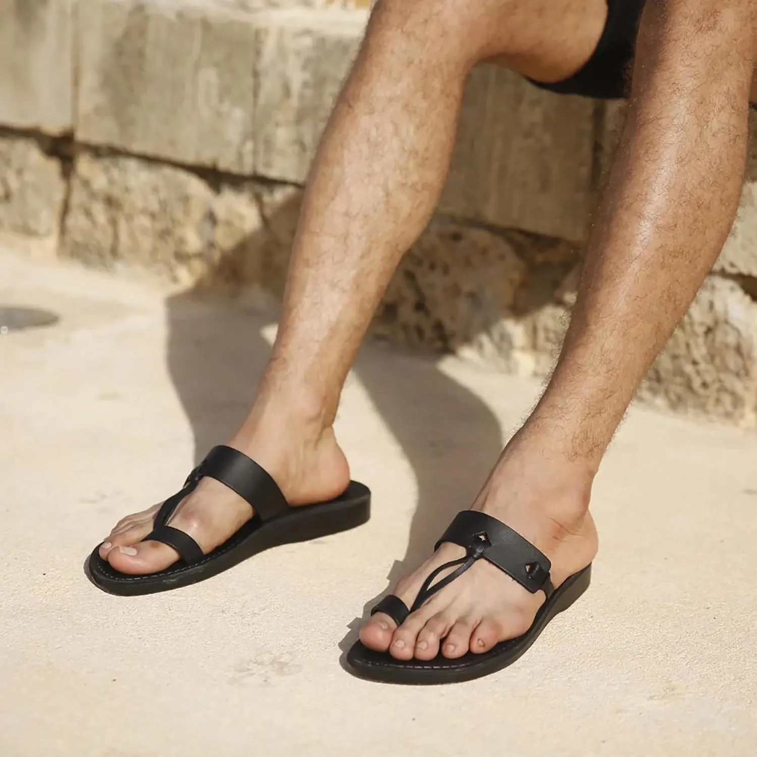 David - Leather Open Toe Sandal - Mens Sandals
