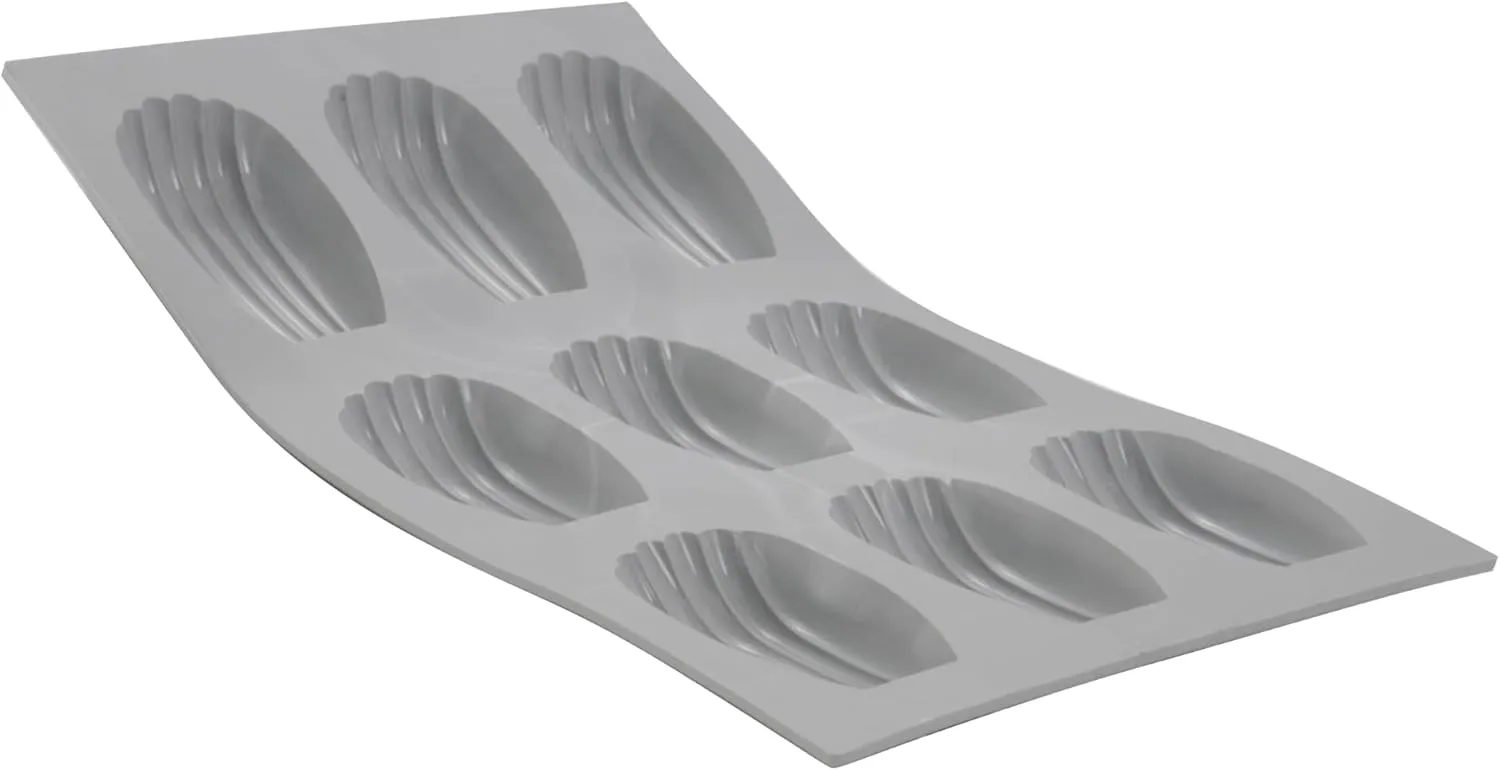 De Buyer ELASTOMOULE Madeleine Silicone Mold - Creates 9 Madeleines - Easy to Use & Clean - Dishwasher Safe