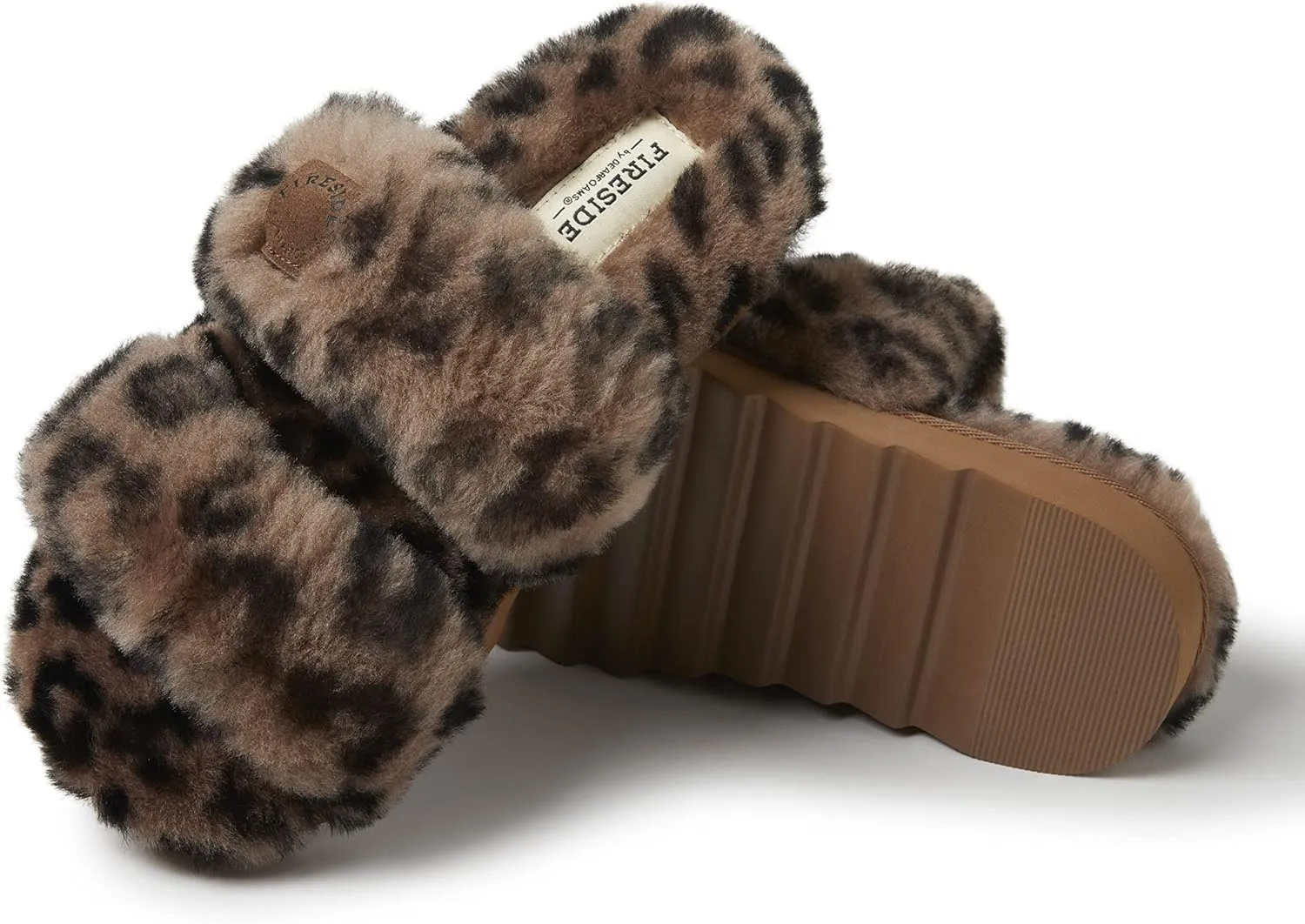 Dearfoams Women's Fireside Benalla All Over Shearling Double Band Easy On/Off Slide Slipper