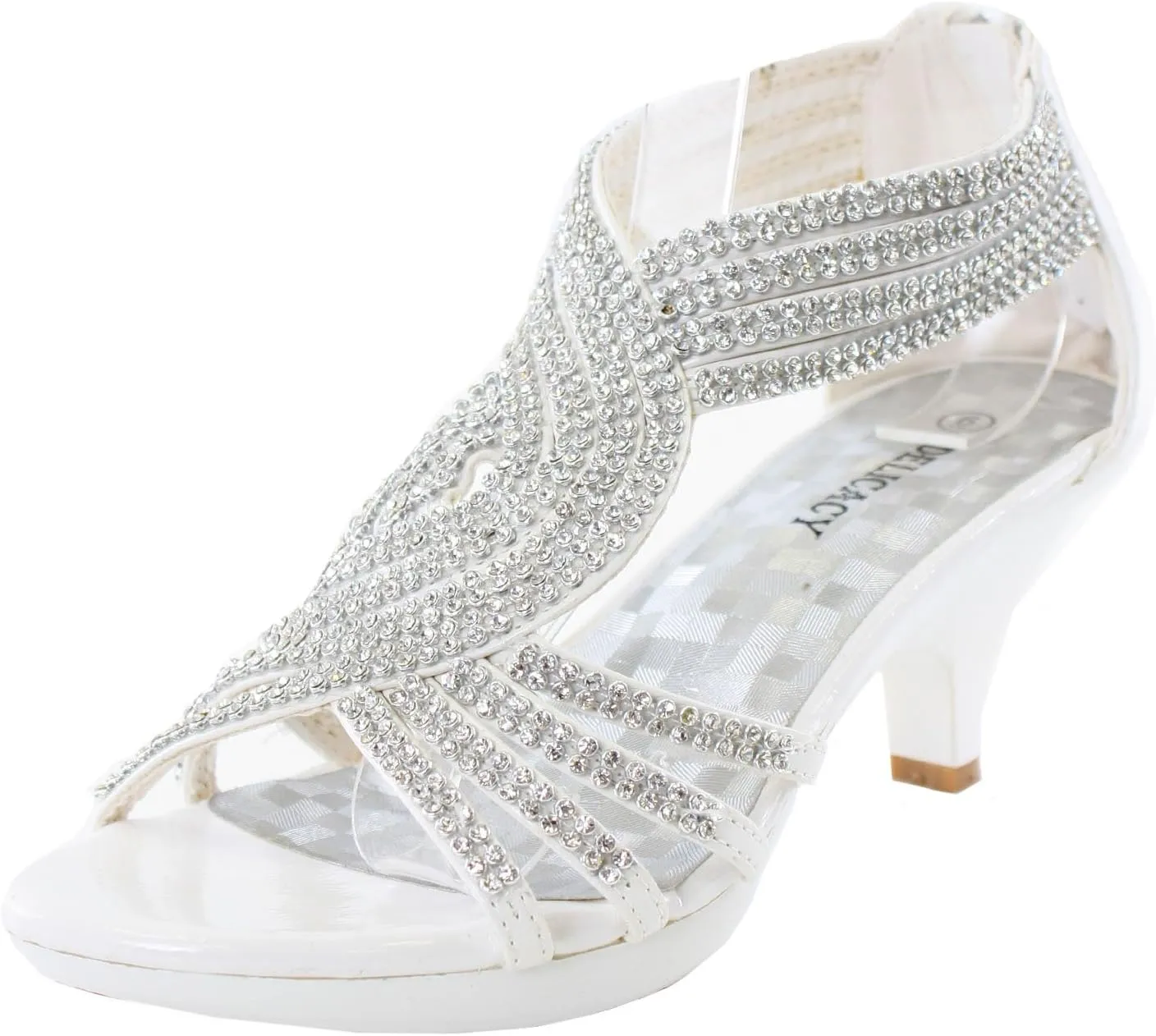 Delicacy JJF Shoes -62 Womens Strappy Rhinestone Dress Sandal Low Heel
