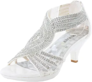 Delicacy JJF Shoes -62 Womens Strappy Rhinestone Dress Sandal Low Heel