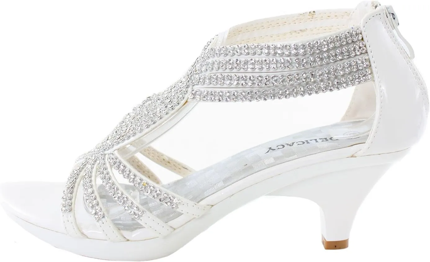 Delicacy JJF Shoes -62 Womens Strappy Rhinestone Dress Sandal Low Heel