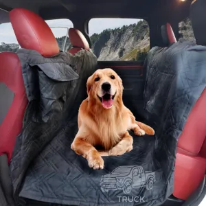 Deluxe Quilted and Padded Dog Pet Car Back Seat Cover with Comforting Fabric, Non-Slip Backing Best for Full Size Truck Crew Cab, Large SUV - Travel With Your Pet Mess Free - EXTRA WIDE 62"x94", BLACK