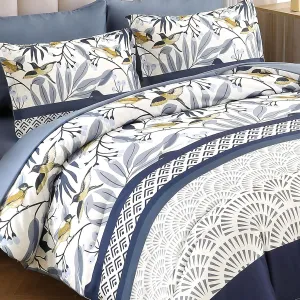 Dintszyayue King Size Comforter Set, 7 Pieces Blue Boho Comforter for King Bed, Leaves Botanical Bed in a Bag, Soft Microfiber Bird Bedding Set with Pillowcases,Flat Sheet,Fitted Sheet,Pillow Shams