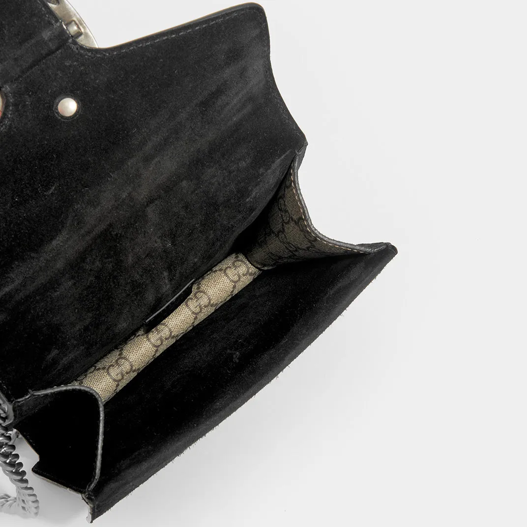 Dionysus GG Supreme Mini Bag With Suede Trim in Black