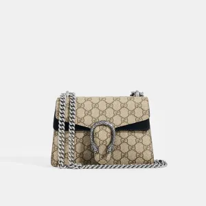 Dionysus GG Supreme Mini Bag With Suede Trim in Black