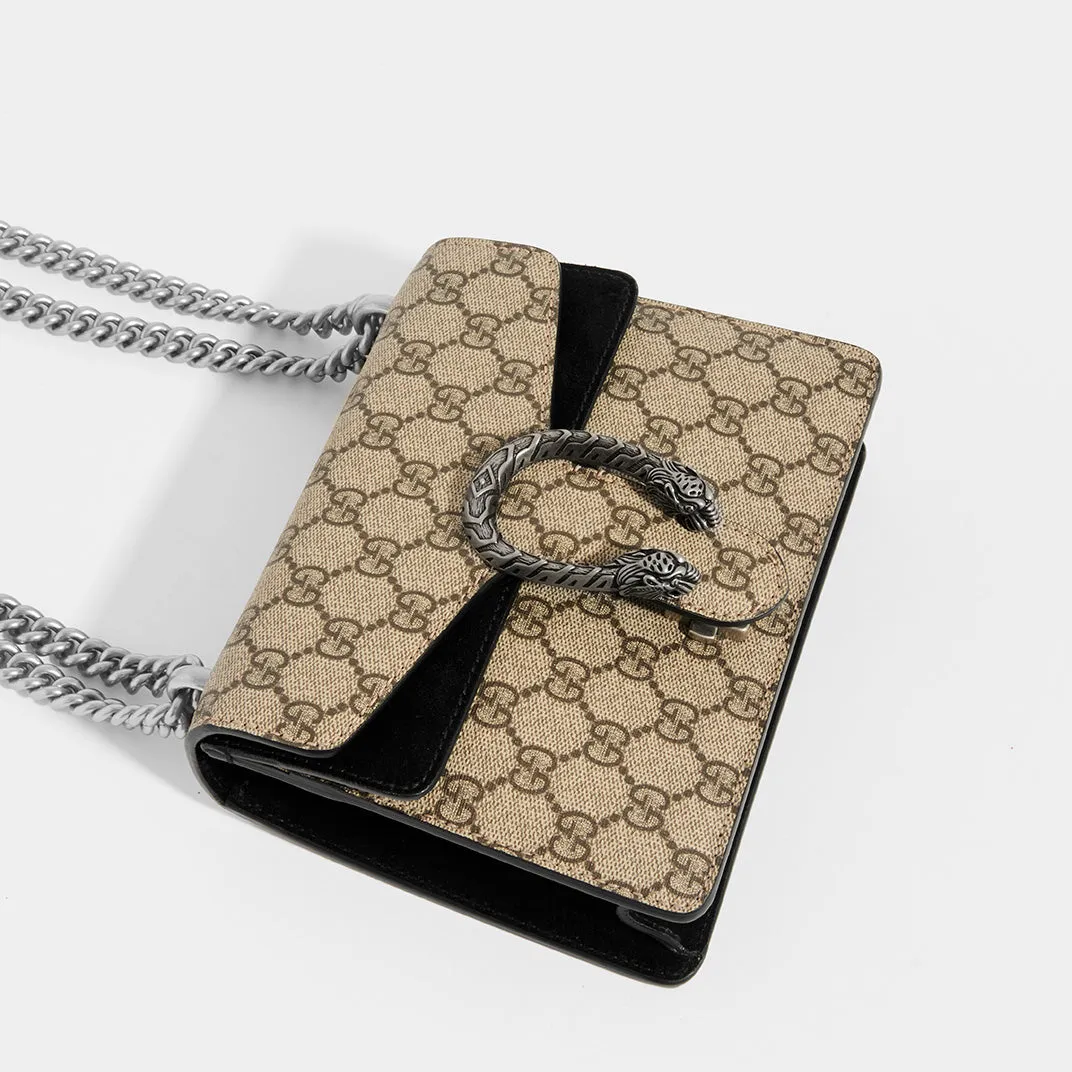 Dionysus GG Supreme Mini Bag With Suede Trim in Black
