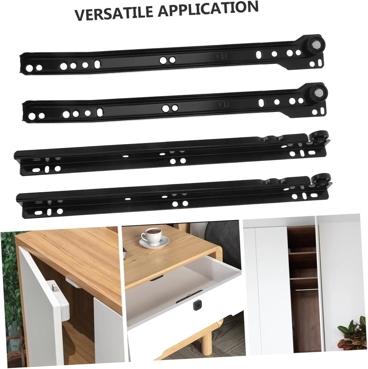 DOITOOL 1 Pair Slide Rail Hardware Accessories Replacement Sliders Track Glides Kit Slides Bottom Drawer Runner for Dresser Cabinet Rails Household Sliding Rails Slide Bracket Iron Black
