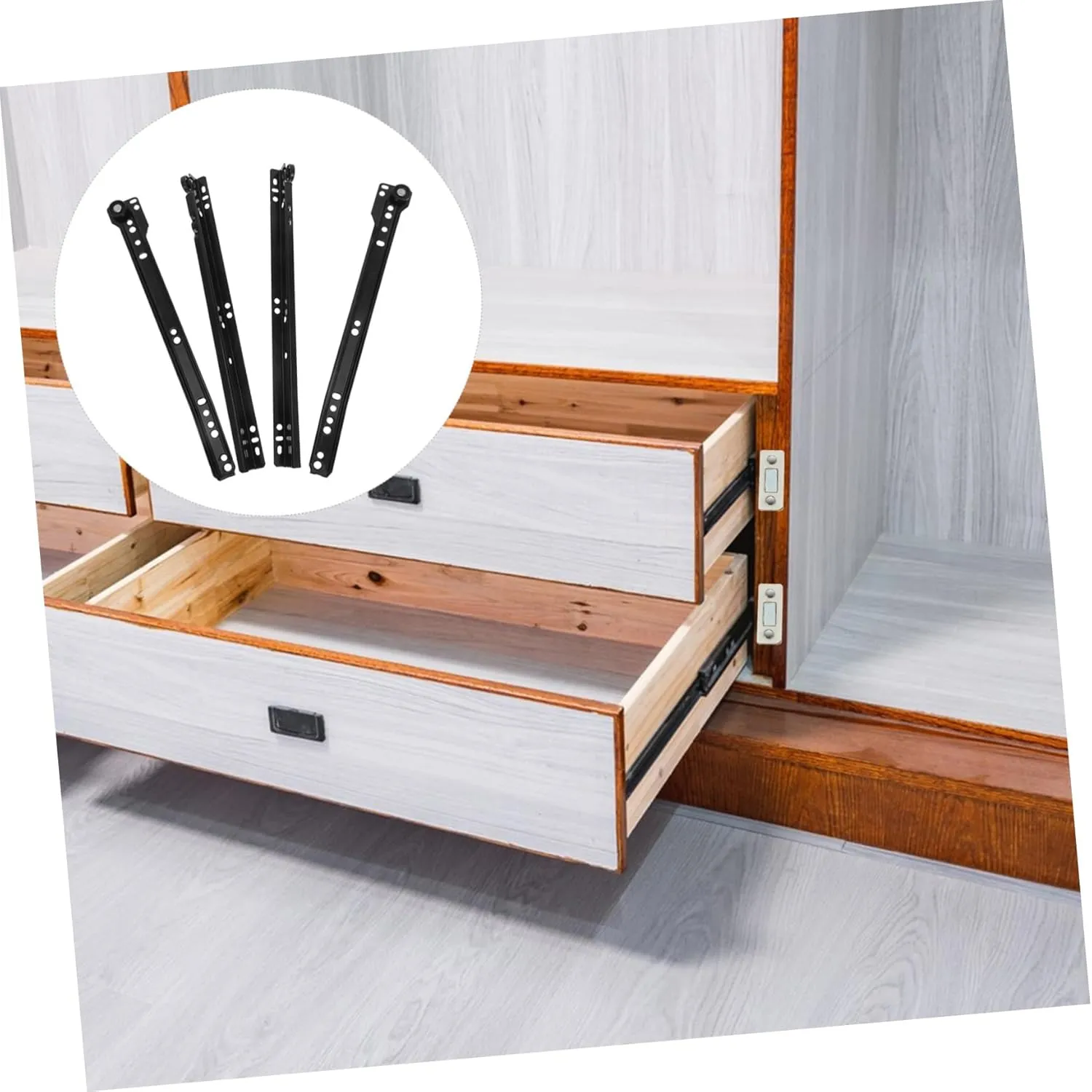 DOITOOL 1 Pair Slide Rail Hardware Accessories Replacement Sliders Track Glides Kit Slides Bottom Drawer Runner for Dresser Cabinet Rails Household Sliding Rails Slide Bracket Iron Black