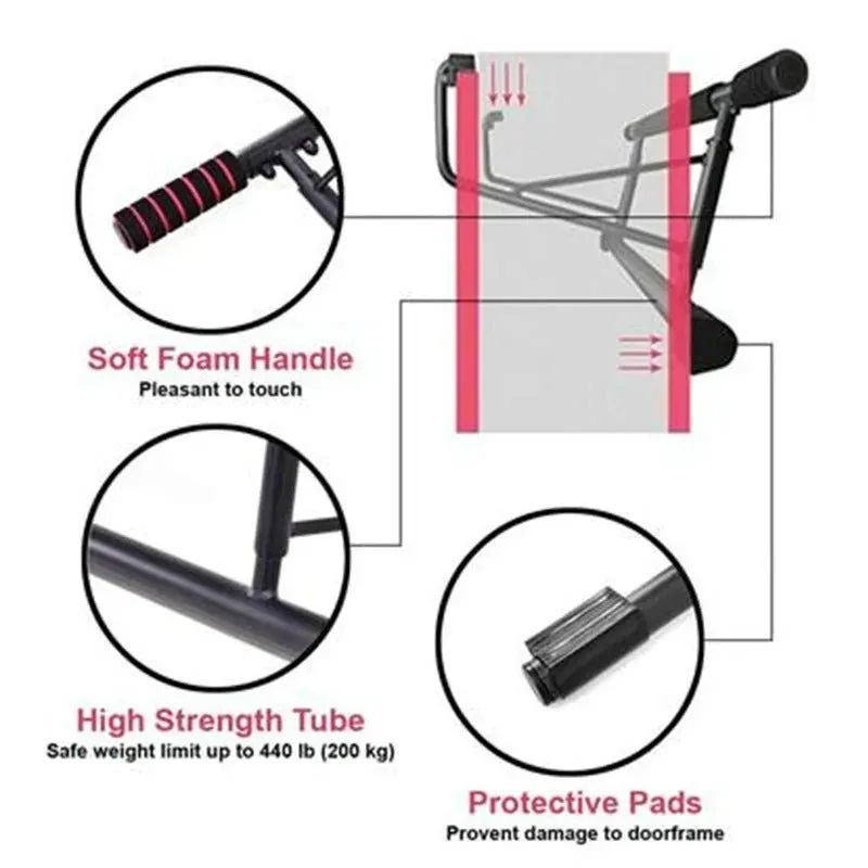 Doorway Trainer - 4 in 1  Multi-Grip Pull-up Bar with Smart Larger Hooks Technology