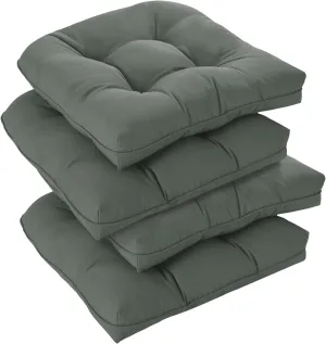 downluxe Outdoor Chair Cushions Set of 4 for Patio Furniture, Waterproof Tufted Overstuffed Patio Furniture Cushions, Thick Outdoor Seat Cushion, 19" X 19" X 5", Dark Grey