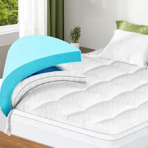 Dual Layer 3 Inch Memory Foam Mattress Topper Full Size, 2 Inch Cooling Gel Memory Foam Plus 1 Inch Down Alternative PillowTop Mattress Pad Cover with 8-21 Inch Deep Pocket