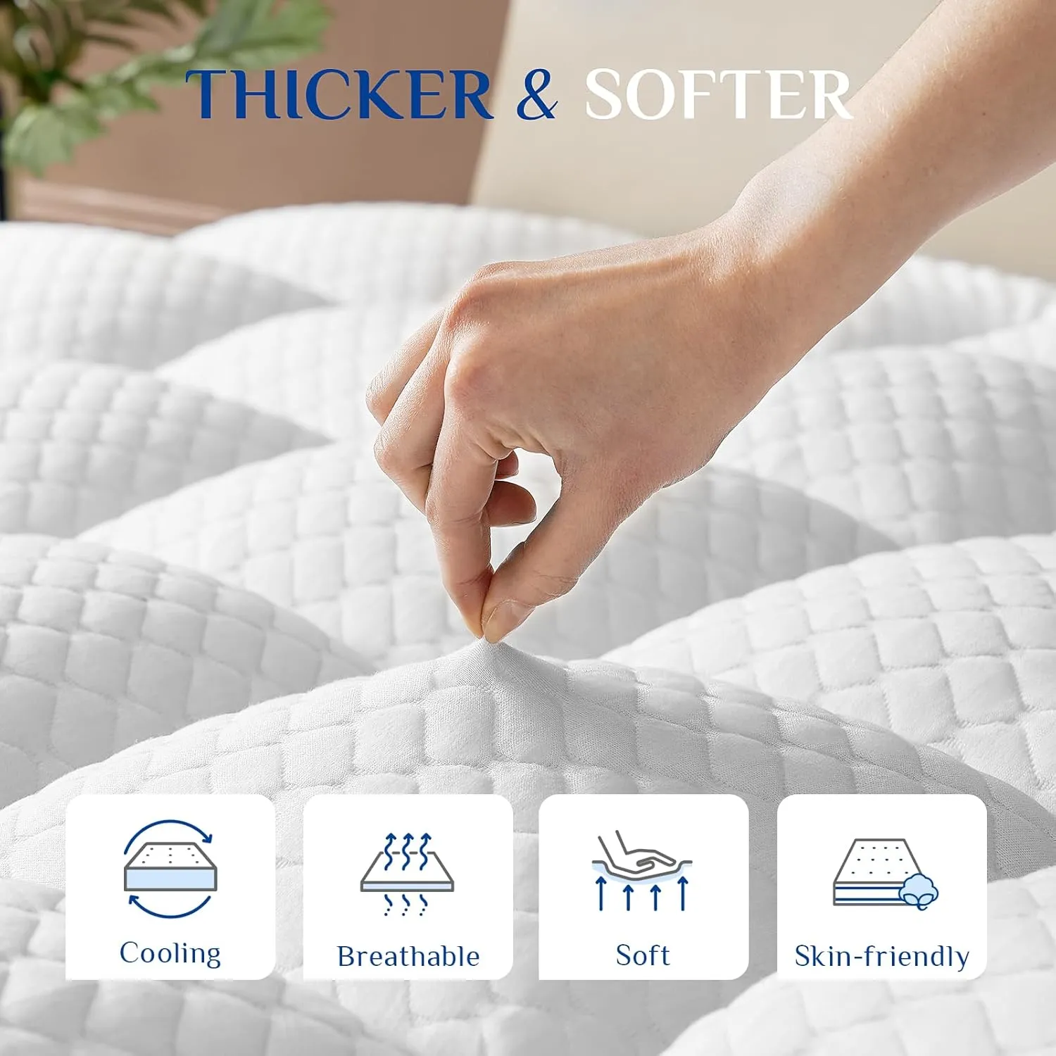 Dual Layer 3 Inch Memory Foam Mattress Topper Full Size, 2 Inch Cooling Gel Memory Foam Plus 1 Inch Down Alternative PillowTop Mattress Pad Cover with 8-21 Inch Deep Pocket