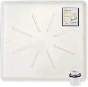 Eastman Washing Machine Drain Pan, 30 Inch x 32 Inch OD, Plastic Tray, White, 52525