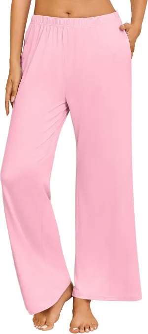 Ekouaer Pajama Pants for Women Soft Comfy Pajama Bottoms Casual Stretch Wide Leg Pants with Pockets