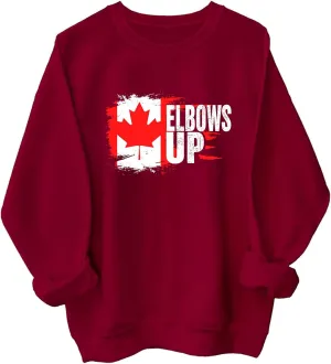 Elbows Up Canada Sweatshirt, Elbows Up Shirt Long Sleeve, Funny Hockey Canada Flag Sweatshirt