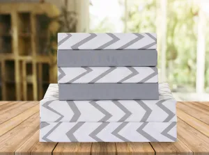 Elegant Comfort Luxury Soft Bed Sheets Chevron Pattern - 1500 Premium Hotel Quality Microfiber Softness Wrinkle and Fade Resistant (6-Piece) Bedding Set, Queen, Grey