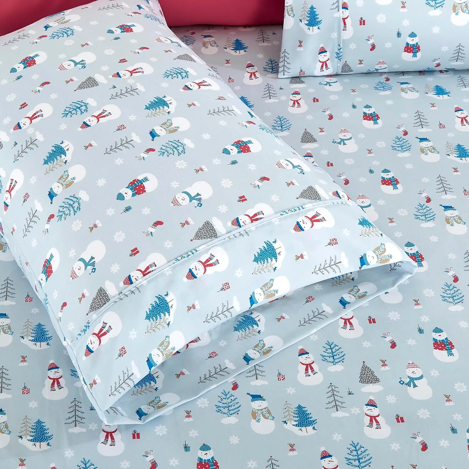 Elegant Comfort Luxury Soft Bed Sheets Holiday Pattern 1500 Premium Hotel Quality Microfiber - Softness Wrinkle and Fade Resistant (6-Piece) Bedding Set, Cal King, Silver Snowman