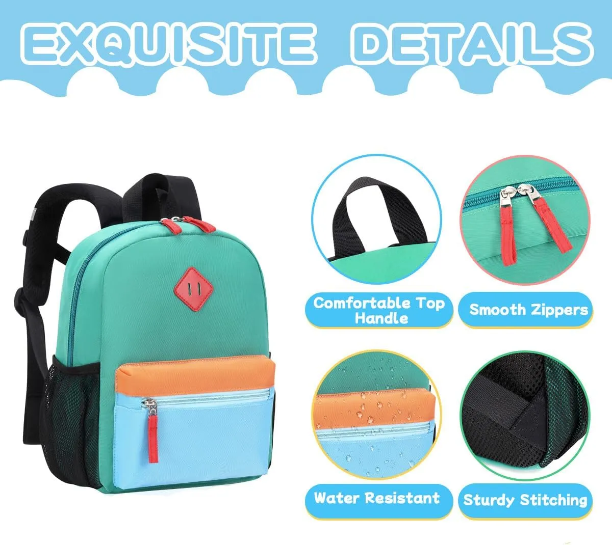 Elementary Backpack for Boys and Girls 5-9 Years Kindergarten Primary Kids Bookbag with Chest Buckle (Lake Green Blue, Large-17inch)
