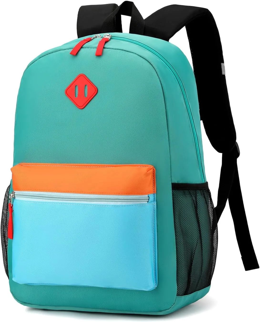 Elementary Backpack for Boys and Girls 5-9 Years Kindergarten Primary Kids Bookbag with Chest Buckle (Lake Green Blue, Large-17inch)