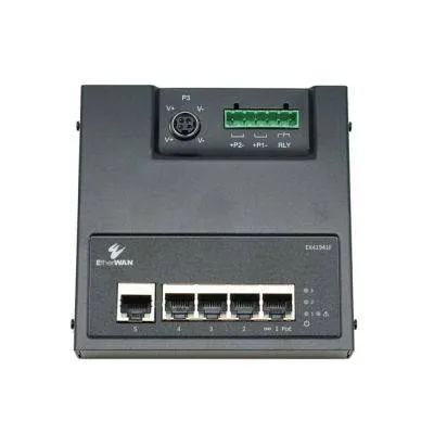 EtherWAN Hardened Unmanaged 4-Port Gigabit PoE & 1-Port Gigabit RJ45 Ethernet Switch