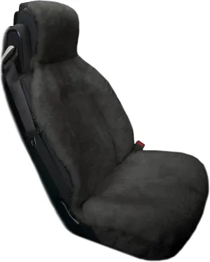 Eurow Genuine Australian Sheepskin Sideless Seat Cover, Ultra-Dense Real Sheepskin for Year-Round Comfort, Padded, Slip-Resistant Backing, Airbag Compatible, Easy Install, Universal Fit, Gray
