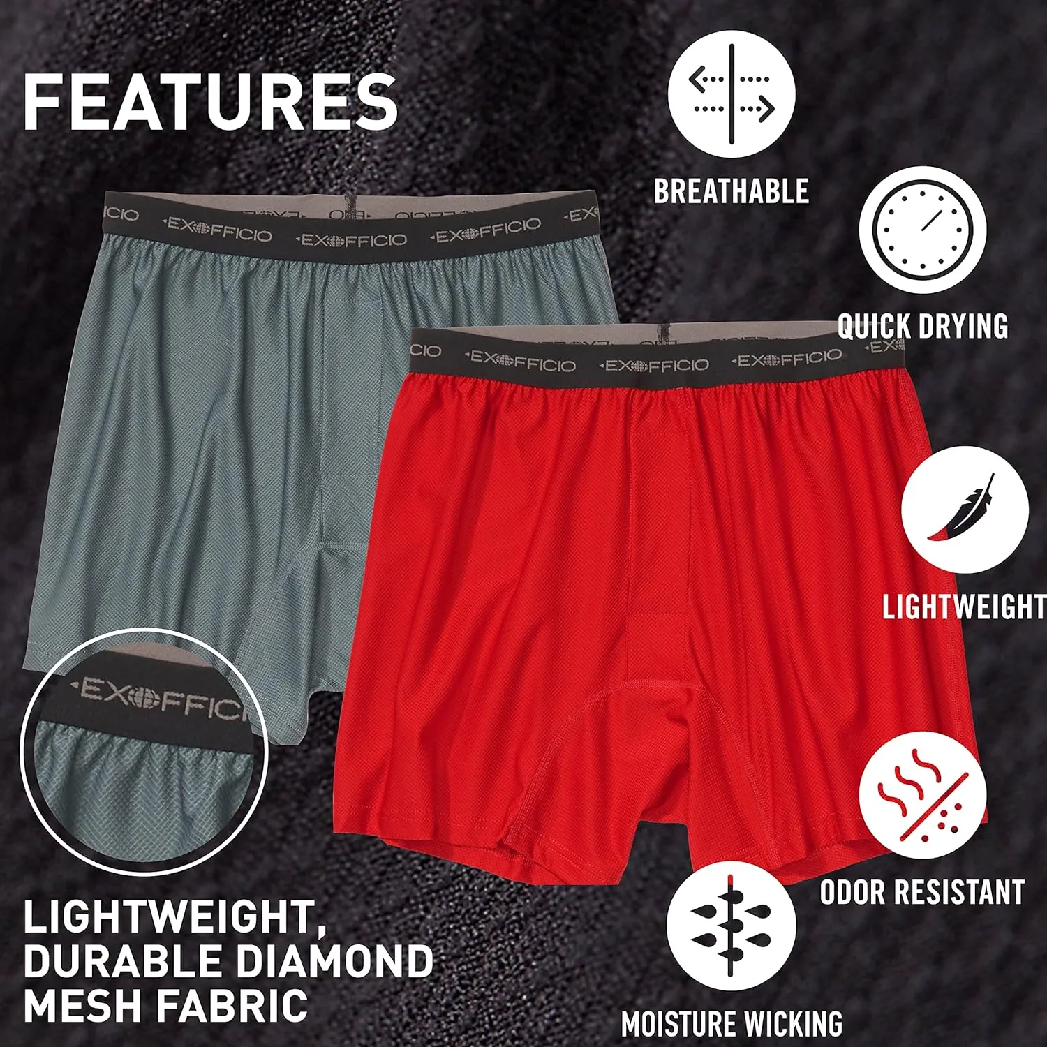 ExOfficio Men's Give-n-go Boxer Shorts 2 Pack