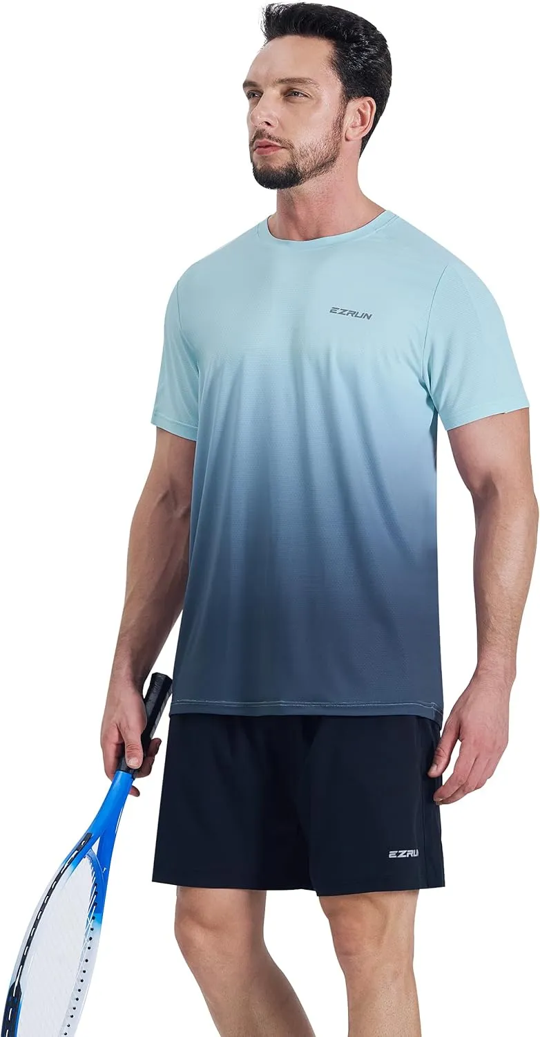 EZRUN Men's Lightweight Short Sleeve T-Shirt Quick Dry Workout Running Athletic Swim Shirts Fishing Rash Guard