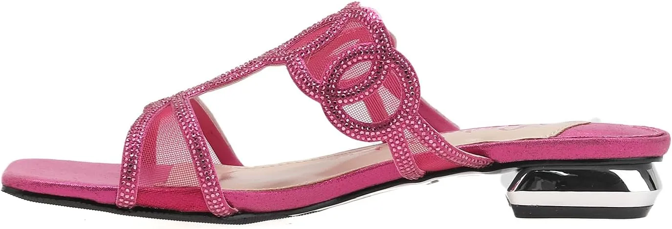 Fab Rhinestone Mesh Slide