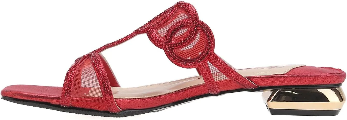 Fab Rhinestone Mesh Slide