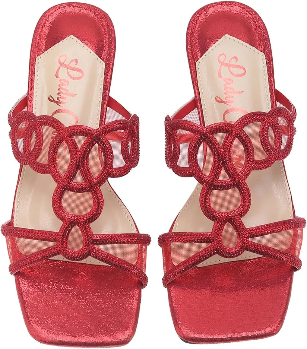 Fab Rhinestone Mesh Slide
